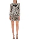 Alessandra Rich Floral Print Mini Dress With Ruffled Collar