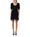 Alessandra Rich Short Dress Feather Trim