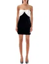 Alessandra Rich Velvet Mini Dress With Bow Accent In Black + White