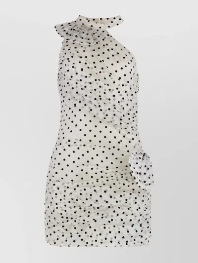 ALESSANDRA RICH MINI DRESS WITH BOW AND POLKA DOTS