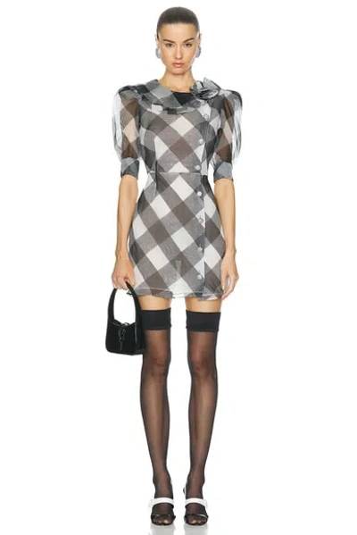 Alessandra Rich Mini Dress With Jewel Buttons In White & Black
