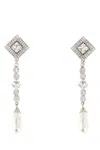 Alessandra Rich Mini Embellished Metal Earrings 10.5 Cm X 2.5 Cm In Silver