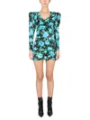 Alessandra Rich Silk Mini Dress In Blue