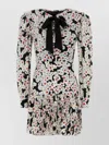 Alessandra Rich Bow-detailed Floral-print Silk Crepe De Chine Mini Dress