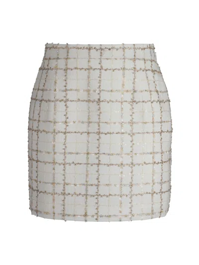 Alessandra Rich Checked Sequin-embellished Metallic Tweed Mini Skirt In Multi