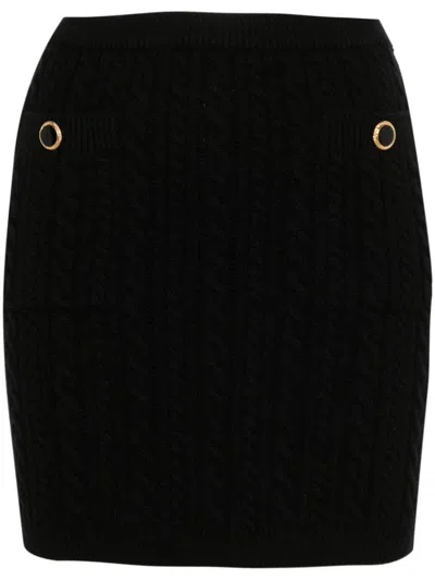 Alessandra Rich Wool Knit Mini Skirt In Black
