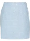 Alessandra Rich High-waisted Tweed Mini Skirt With Sparkling Finish In Blue