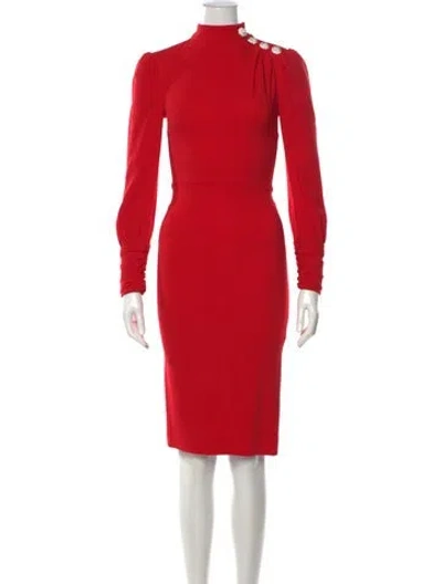 Pre-owned Alessandra Rich Mock Neck Knee-length Dress In Red