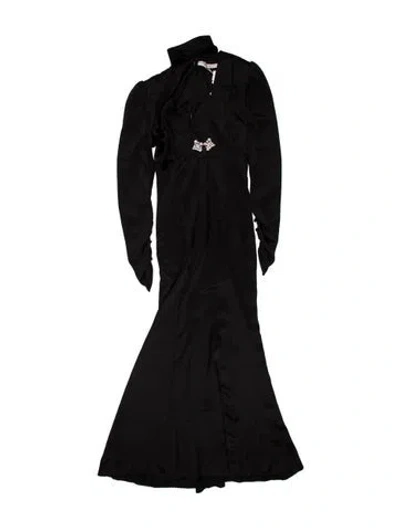 Pre-owned Alessandra Rich Mock Neck Long Dress In Black