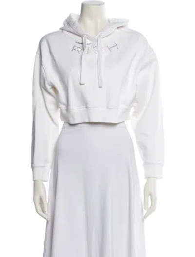 Pre-owned Alessandra Rich Mock Neck Long Sleeve Crop Top In White