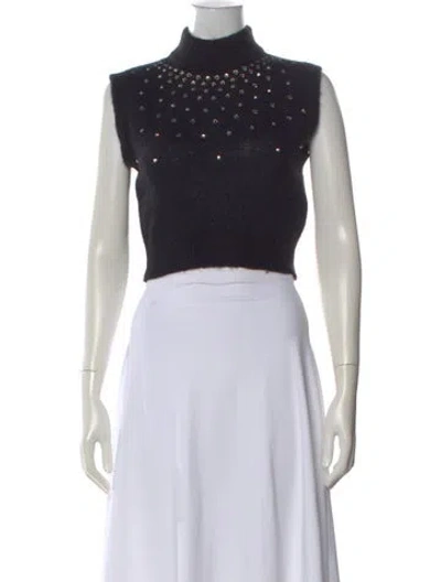 Pre-owned Alessandra Rich Mock Neck Sleeveless Crop Top In Neutral