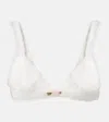 Alessandra Rich Mohair And Wool-blend Bra Top In White