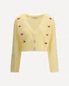 Alessandra Rich Women Mohair Cardigan With Embroidery In Yellow