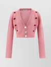 Alessandra Rich Mohair Embroidered Cropped Cardigan In Pink
