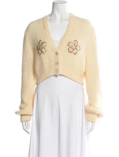 Pre-owned Alessandra Rich Mohair Floral Print Sweater In Metallic/neutrals