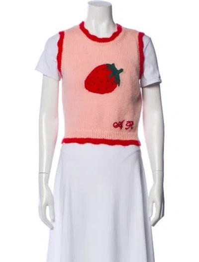 Pre-owned Alessandra Rich Mohair Graphic Print Sweater In Pink