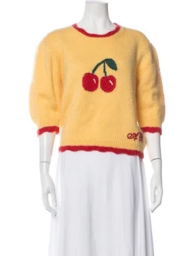 Pre-owned Alessandra Rich Mohair Graphic Print Sweater In Yellow