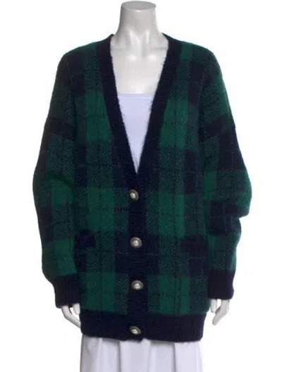 Pre-owned Alessandra Rich Mohair Plaid Print Sweater In Multi