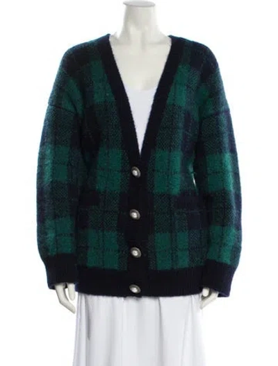 Pre-owned Alessandra Rich Mohair Plaid Print Sweater In Multi