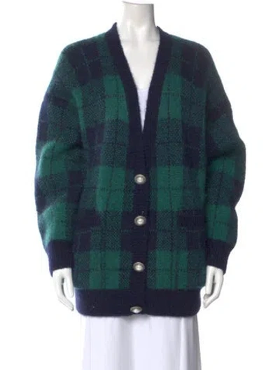 Pre-owned Alessandra Rich Mohair Plaid Print Sweater In Multi