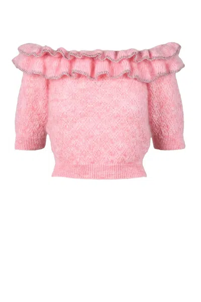 Alessandra Rich Mohair Polyamide Knit Top - Pink