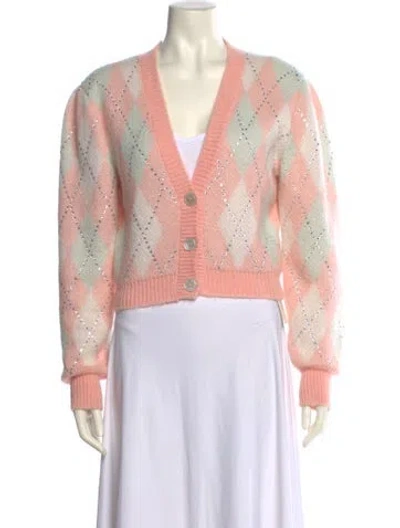 Pre-owned Alessandra Rich Mohair Printed Sweater In Pink