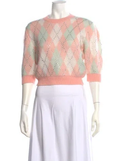 Pre-owned Alessandra Rich Mohair Printed Sweater In Pink