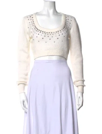 Pre-owned Alessandra Rich Mohair Scoop Neck Sweater W/ Tags In Neutrals