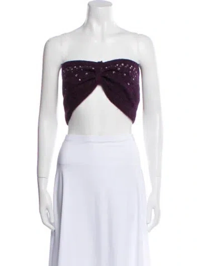 Pre-owned Alessandra Rich Mohair Strapless Crop Top In Black