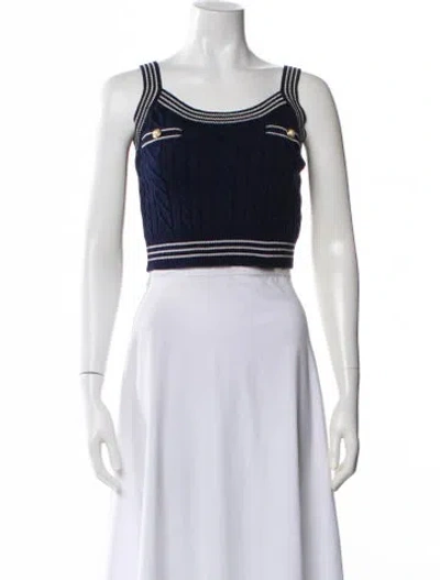 Pre-owned Alessandra Rich Mohair Striped Crop Top In Neutral