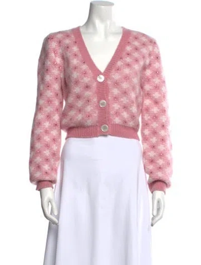 Pre-owned Alessandra Rich Mohair Tie-dye Print Sweater In Pink