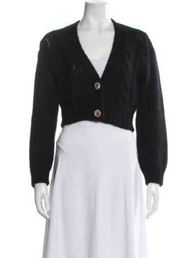 Pre-owned Alessandra Rich Mohair V-neck Sweater In Black