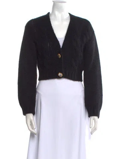 Pre-owned Alessandra Rich Mohair V-neck Sweater In Black