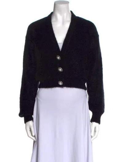 Pre-owned Alessandra Rich Mohair V-neck Sweater In Black