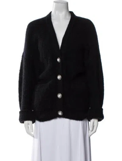 Pre-owned Alessandra Rich Mohair V-neck Sweater In Black
