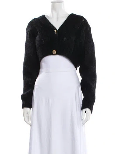 Pre-owned Alessandra Rich Mohair V-neck Sweater In Black