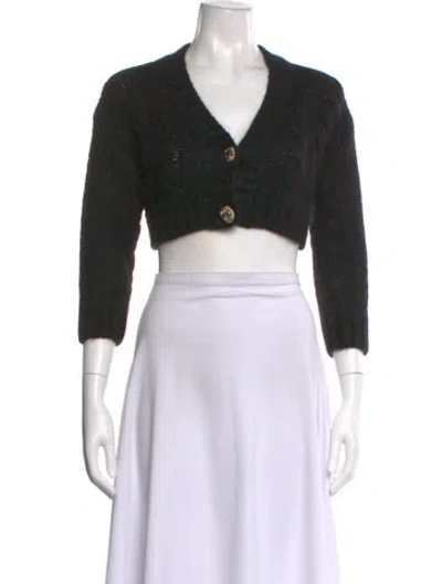 Pre-owned Alessandra Rich Mohair V-neck Sweater In Black