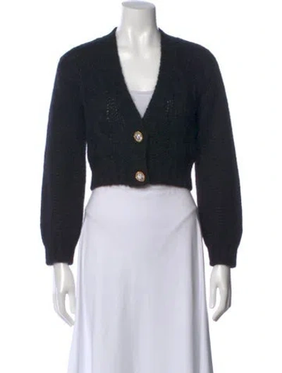 Pre-owned Alessandra Rich Mohair V-neck Sweater In Black