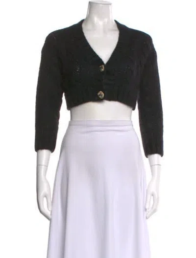 Pre-owned Alessandra Rich Mohair V-neck Sweater In Black
