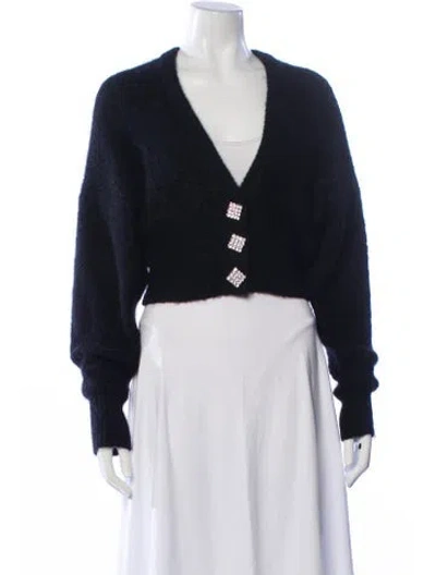 Pre-owned Alessandra Rich Mohair V-neck Sweater In Blue