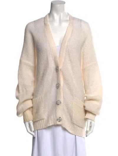 Pre-owned Alessandra Rich Mohair V-neck Sweater In Neutral