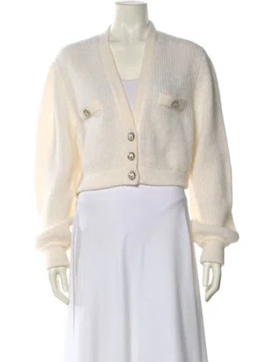 Pre-owned Alessandra Rich Mohair V-neck Sweater In Neutral