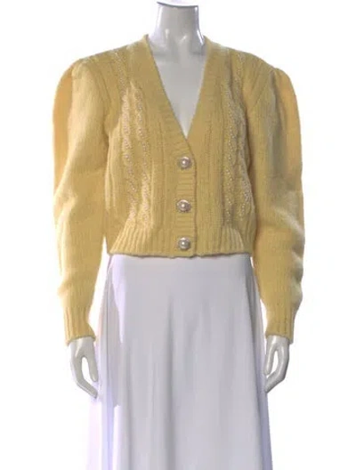 Pre-owned Alessandra Rich Mohair V-neck Sweater In Yellow