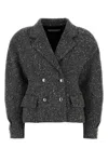 Alessandra Rich Sequin-embellished Herringbone Jacket In Gray