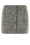 Alessandra Rich Multicolor Tweed Mini Skirt In Black