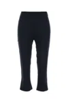 Alessandra Rich Wool Capri Pant With Cropped Length And Flared Hem In Blue