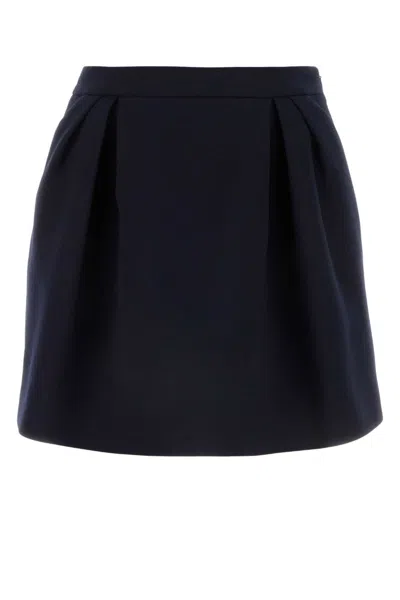 ALESSANDRA RICH NAVY BLUE WOOL MINI SKIRT