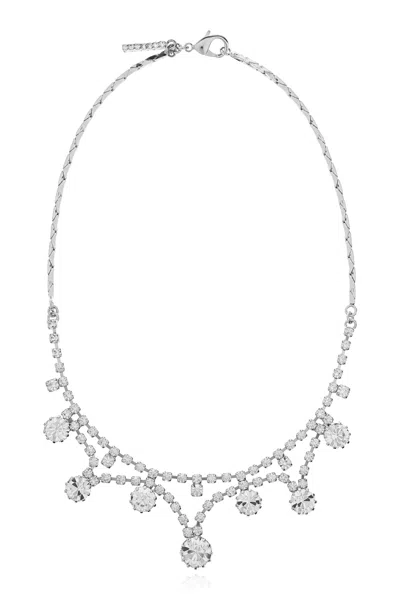 Alessandra Rich Necklace With Shimmering Crystals In Silver
