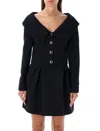 Alessandra Rich Wool Blazer Tailored Gold Buttons In Black