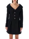 Alessandra Rich Wool Blazer Tailored Gold Buttons In Black